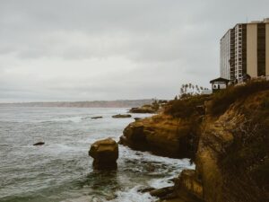 coastal San Diego home with outdoor AC unit near the ocean